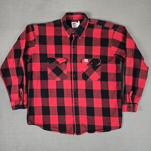 Big Bill Flannel Shirt Mens XL Button-Up Red Plaid‎ Heavyweight USA Made *READ